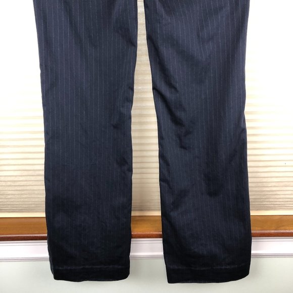 United Colors of Benetton Navy Pin Striped Flared Pants Quiet Luxury Old Money - Picture 12 of 13